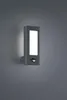A modern, rectangular outdoor wall light with a motion sensor, mounted on a gray wall. Produktbild-Vorschau