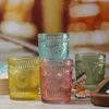 Trinkgläser Vintage - Glas - lebensmittelecht - 280ml - H: 10cm - mit Muster - gelb - 4er Set Produktbild-Vorschau