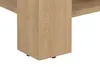 Close-up of the corner of a wooden table leg with small black feet. Produktbild-Vorschau
