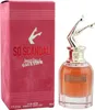 Flakon des Parfums So Scandal! von Jean Paul Gaultier neben pinkfarbener, samtiger Verpackung mit goldenen Details. Produktbild-Vorschau