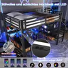 ELANDEPOT Łóżko na antresoli 140 × 200 cm czarny Podgląd zdjęcia produktu 2