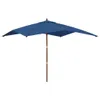 The Living Store Sonnenschirm mit Holzmast Azurblau Produktbild-Vorschau 3