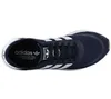 A top-down view of a navy blue Adidas sneaker with white stripes. Podgląd zdjęcia produktu