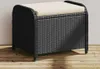 Gartenhocker mit Kissen Schwarz 58x46x46 cm Poly Rattan Produktbild-Vorschau 2