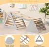 A children's climbing triangle with a slide and ladder, set up indoors on a carpeted floor. The background includes a shelf with toys and framed pictures on the wall. Anteprima dell’immagine prodotto