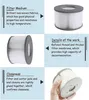 Collage of images and text describing the features of a filter cartridge. Produktbild-Vorschau