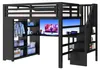 Lit superposé gaming 140x200 cm en métal avec bureau, Voir les images du produit 4