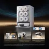 A robot vacuum cleaner and its accessories are displayed in a marketing image with feature callouts. Produktbild-Vorschau