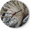Wanduhr - Rund - Glasuhr - Blatt Palme Natur - 40x40cm - Produktbild-Vorschau 1