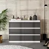 Commode / Sideboard avec 6 tiroirs - Blanc Mat / Anthracite Voir les images du produit 4