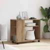 vidaXL Bočný stolík s kolieskami Artisan dub 70x35x60cm Náhľad obrázku produktu 3