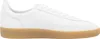 A white leather sneaker with a gum sole is shown from the side. Produktbild-Vorschau