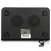 The underside of a black Lenco CR-580BK stereo FM-radiowecker with Bluetooth, USB, and wireless QI charger. Produktbild-Vorschau
