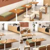 A collage of images showing cafe furniture, including tables and benches, in various settings. Produktbild-Vorschau
