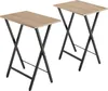 Two identical folding side tables with wooden tops and black metal frames are shown against a white background. Produktbild-Vorschau