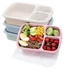 4er-Pack Bento-Lunchbox-Set, 3 Fächer, Weizenstroh, Produktbild-Vorschau 1