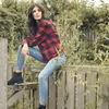 Urban Classics Dámska kockovaná košeľa Ociu čierno-červená Náhľad obrázku produktu 8