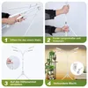 A collage of four images showing the assembly steps of a plant grow light stand. Produktbild-Vorschau