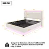 A diagram of a bed with dimensions and specifications. Produktbild-Vorschau