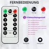 A remote control and a list of lighting modes for a string light product. Produktbild-Vorschau