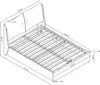 A technical drawing of a bed frame with dimensions. Voir les images du produit