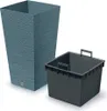 A blue planter and a gray insert are shown against a white background. Voir les images du produit