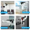 Collage of four images showing a security camera in different scenarios: indoors, outdoors, in the rain, and at night. Náhľad obrázku produktu