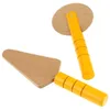 A wooden pizza cutter and a cake server with yellow handles are displayed on a white background. Podgląd zdjęcia produktu