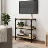 A living room scene with a bookshelf and a TV mounted on the wall. Voir les images du produit