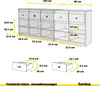 A diagram showing the internal dimensions of a furniture unit, likely a dresser or sideboard, with labels and measurements. Voir les images du produit