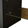 Close-up view of a shelf bracket and a glass shelf extending from a black cabinet. Produktbild-Vorschau