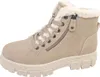 A single cream-colored winter boot with fur lining and laces is shown against a white background. Anteprima dell’immagine prodotto