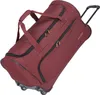 A maroon travel duffel bag with wheels and a telescoping handle, shown against a white background. Náhľad obrázku produktu