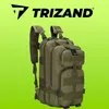A military-style backpack is shown against a bright green background with the brand logo above it. Voir les images du produit
