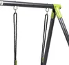 A close-up view of a swing set frame with ropes hanging down. Produktbild-Vorschau