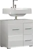 A white, high-gloss bathroom vanity with a sink and faucet. Podgląd zdjęcia produktu