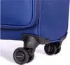 A close-up view of the wheels and lower portion of a blue trolley suitcase. Anteprima dell’immagine prodotto