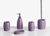 BELIANI Badezimmer Set 5-Teilig Purpur Kunstharz Betonoptik Produktbild-Vorschau 1