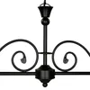 A close-up view of a black chandelier with decorative scrollwork. Produktbild-Vorschau