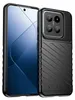 A black phone case is shown next to a smartphone. Produktbild-Vorschau