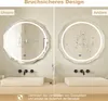 Two bathroom mirrors are shown side-by-side, one labeled 'Unsere' (Our) and the other 'Andere' (Other), demonstrating a shatterproof design. Podgląd zdjęcia produktu