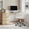 A home office desk setup with a computer and chair. Produktbild-Vorschau