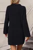 ASKSA Damen Strickkleid Revers Knoepfen Einfarbig Geripptes Produktbild-Vorschau 4