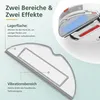 Diagram showing a robot vacuum cleaner mop attachment and a close-up of the vacuum's internal components. Produktbild-Vorschau