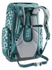 A rear view of a teal Deuter backpack with a patterned design. Produktbild-Vorschau