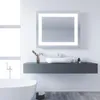 A modern bathroom with a floating vanity, sink, and a backlit mirror. Náhled obrázku produktu