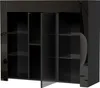 A black high-gloss sideboard with glass shelves and doors. Náhled obrázku produktu