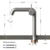 A technical drawing of a faucet with dimensions and connection details. Podgląd zdjęcia produktu
