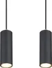 Two black cylindrical pendant lights are shown hanging against a white background. Náhled obrázku produktu