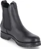 A black leather Chelsea boot with a thick sole is shown against a white background. Produktbild-Vorschau